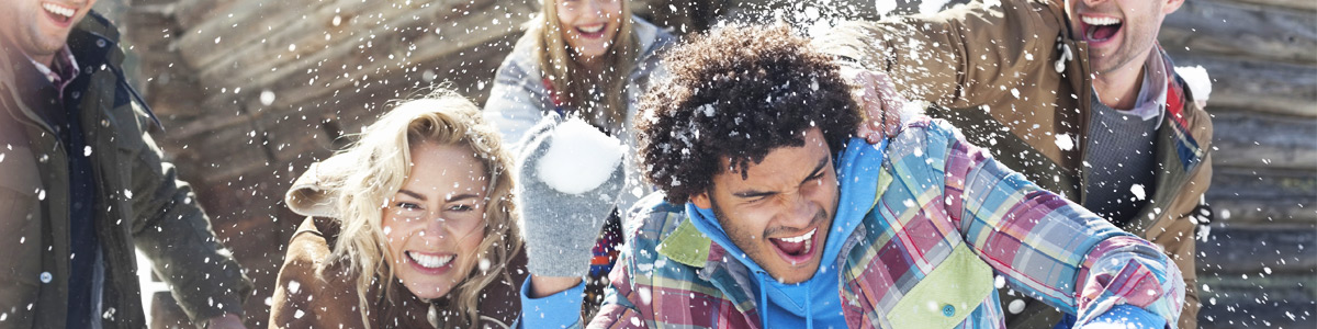 snowball fight between friends